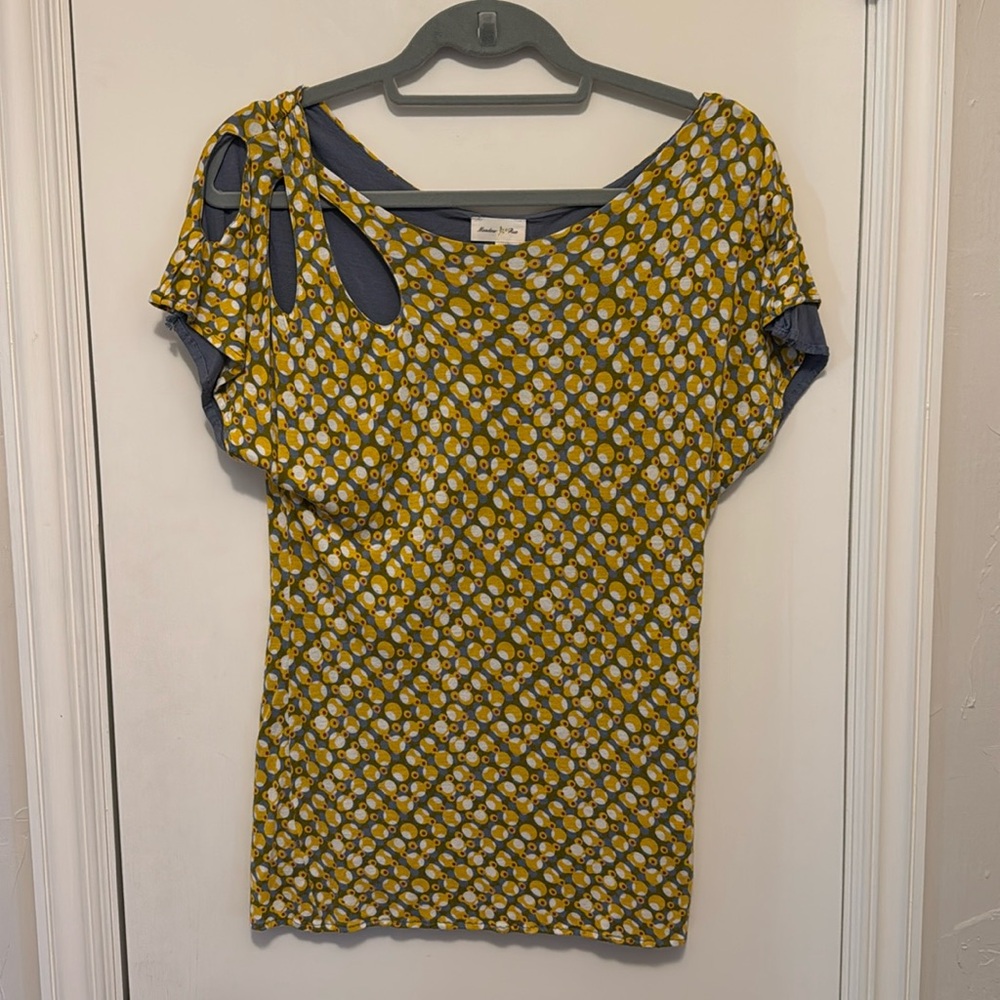 Anthropologie Meadow Rue Geometric Fitted Blouse